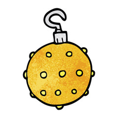 cartoon doodle golden xmas bauble