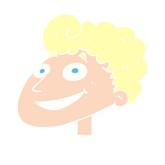 flat color illustration of a cartoon happy man