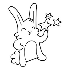 line drawing cartoon happy rabbit