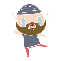 flat color style cartoon bearded man crying
