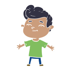 happy flat color style cartoon man