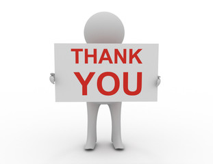 thank you sign showing