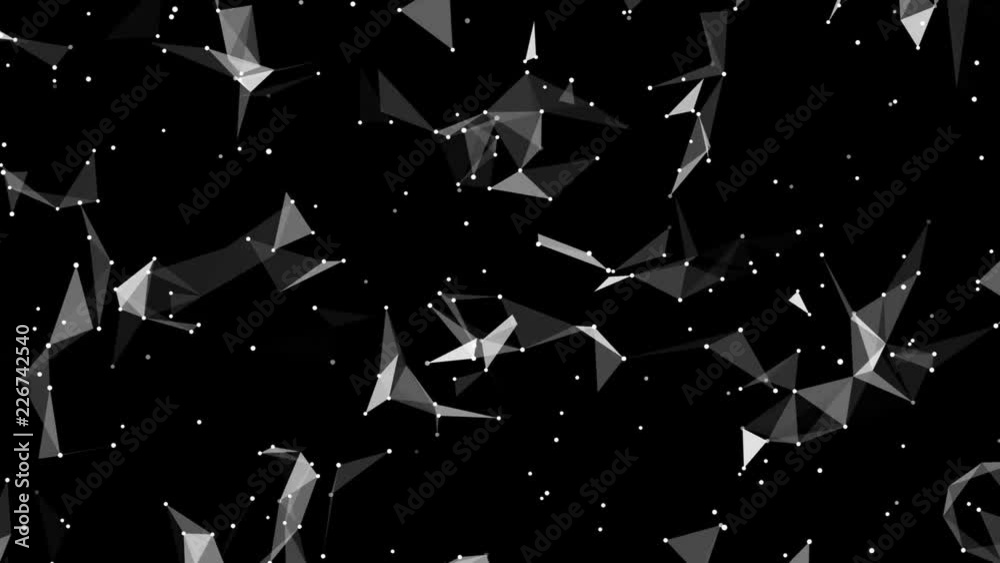 Poster flickering microparticles.technology network loop background.