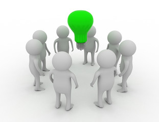 3d team with idea concept