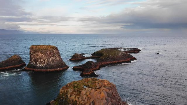 Arnarstapi cliffs in Snaefellsnes peninsula Iceland