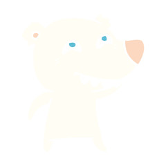 flat color style cartoon polar bear showing teeth