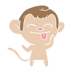 funny flat color style cartoon monkey