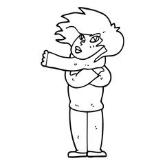 line drawing cartoon girl with scarf
