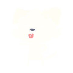 flat color style cartoon dog sticking out tongue