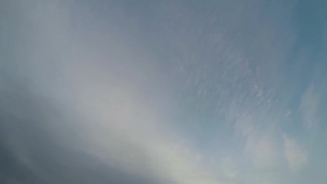 Time-lapse footage of the sky. Clouds are moving, birds are flying past.