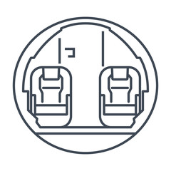 thin line icon interior of private business jet airplane