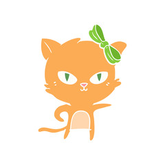cute flat color style cartoon cat