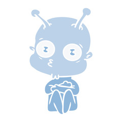 flat color style cartoon weird bald spaceman