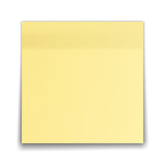 Yellow stick note isolated on white background.