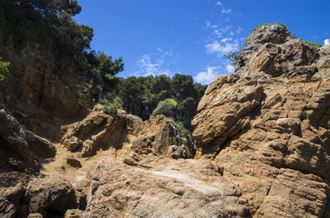 Cliffs of the coast eroded and weathered