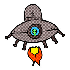 cartoon doodle alien spaceship