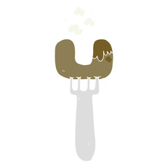 flat color style cartoon sausage on fork