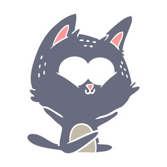 flat color style cartoon cat