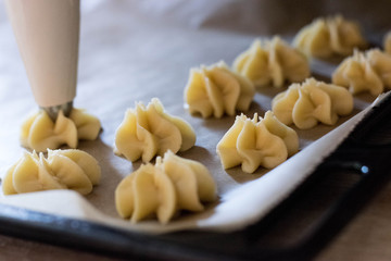 Preparation phase of Italian desserts