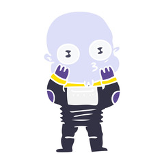 Fototapeta premium flat color style cartoon weird bald spaceman
