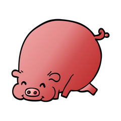 cartoon doodle fat pig