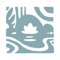 Lotus flower on the lake. Vector illustration.