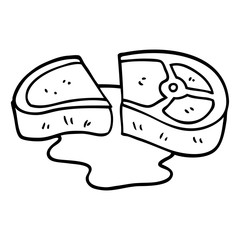 line drawing cartoon rare steak