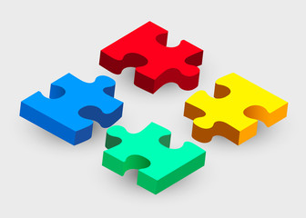 Four piece puzzle. Solution concept. Modern design. Vector illustration