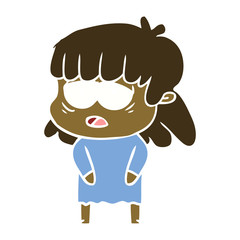 flat color style cartoon tired woman