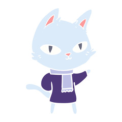 flat color style cartoon cat staring