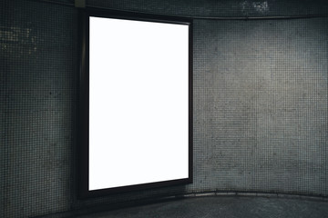 Metro light box display with blank space for advertisement. Mock-up design.