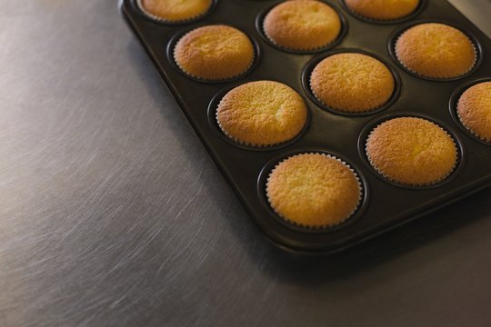 Fresh cupcakes in a tray