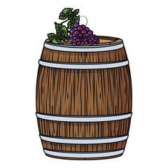 Wine barrel with grapes