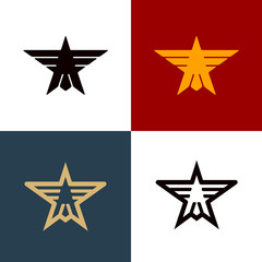 Obraz premium Military star shape with eagle. Vector sign. Logo template.