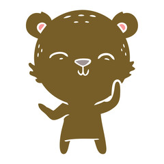 happy flat color style cartoon bear