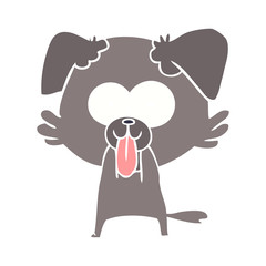 flat color style cartoon dog with tongue sticking out