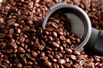 Coffee beans with a scoop