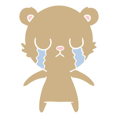 crying flat color style cartoon bear