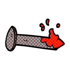 cartoon doodle bloody nail