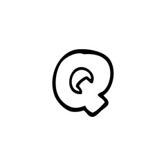 line drawing cartoon letter q