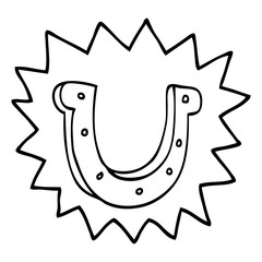 line drawing cartoon crazy lucky horseshoe symbol