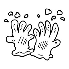 line drawing cartoon garden gloves