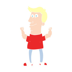 flat color illustration of a cartoon celebrating man