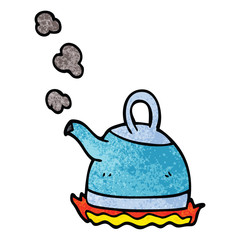 cartoon doodle kettle on stove