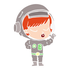 flat color style cartoon pretty astronaut girl