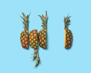 Tropical fruit is pineapple. Pieces of healthy juicy pineapple o