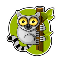 Cute lemur on the branch vector illustration © iaroslav_brylov