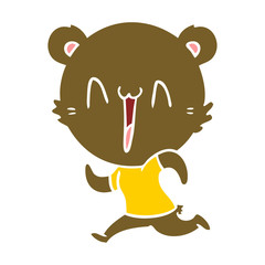 running bear flat color style cartoon