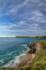 Fototapeta na wymiar South West Coast Path, with view to Pentire Point, North Cornwall
