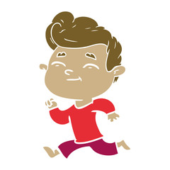 running flat color style cartoon man